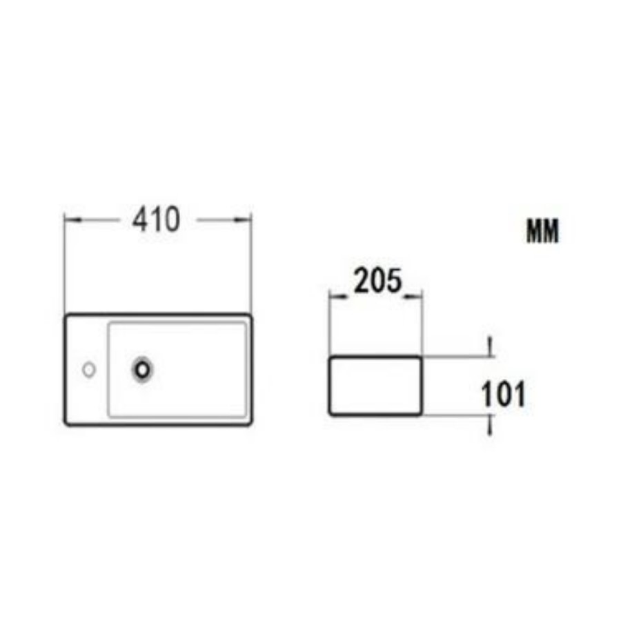 Cloakroom Matt Wall Hung Basin Right Hand and Waste 405mm - Detroit