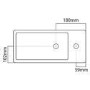 Cloakroom Matt Wall Hung Basin Right Hand and Waste 405mm - Detroit