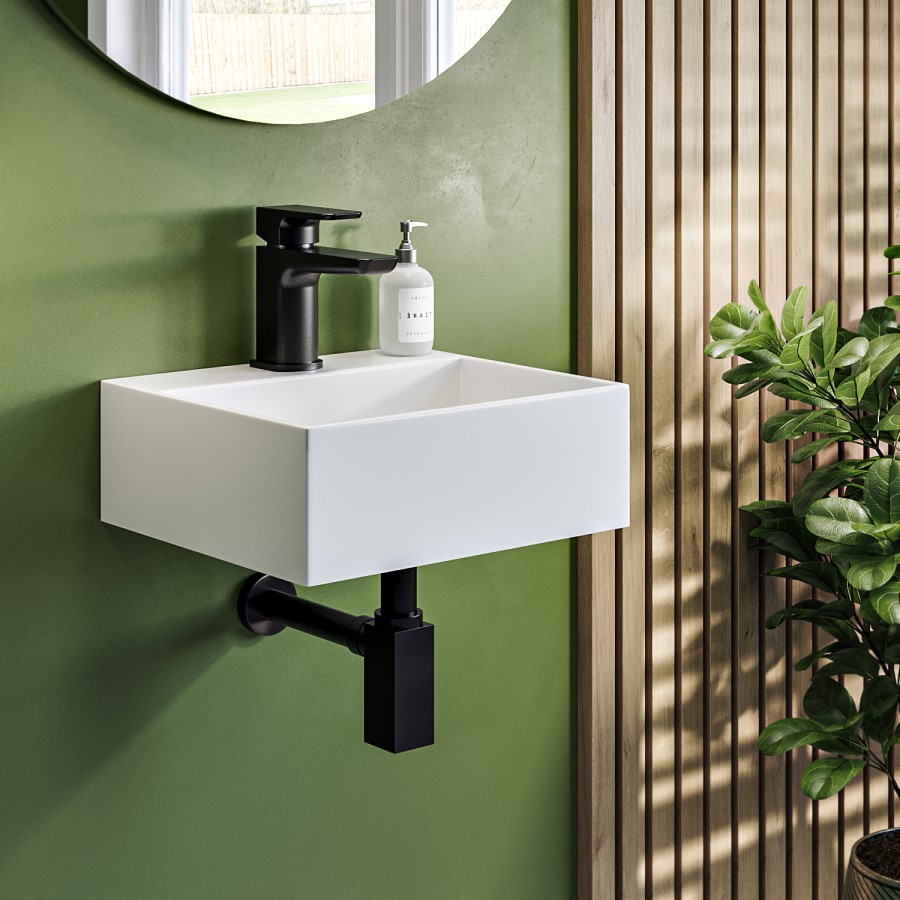 Cloakroom Wall Hung Basin and Waste 330mm - Houston