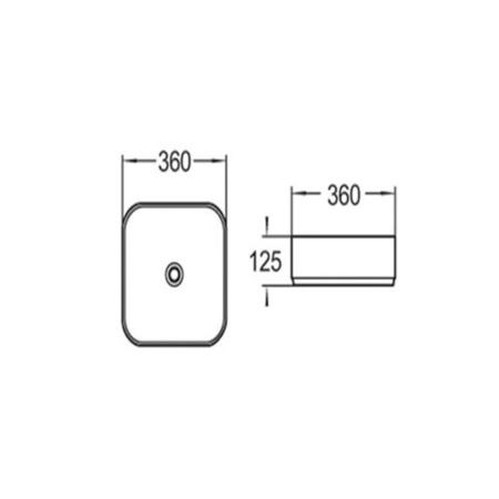 Grey Square Countertop Basin and Waste 360mm - Augusta