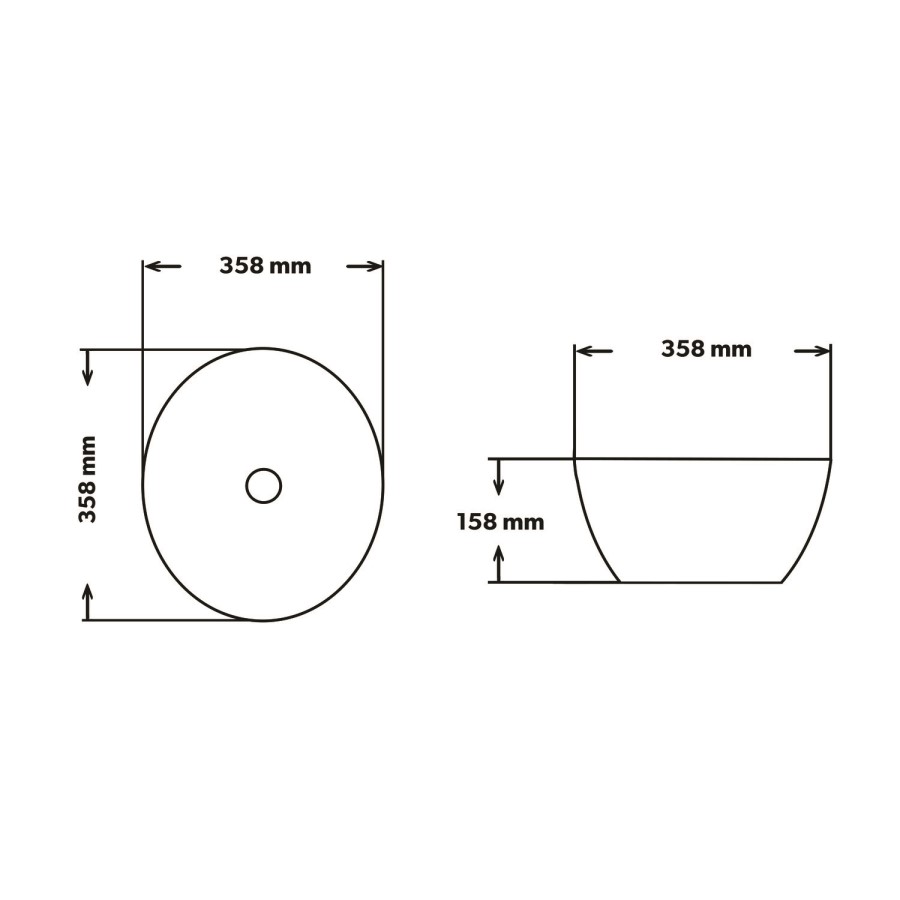 Round Countertop Basin and Waste 358mm - Verona