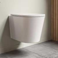 Matt White Wall Hung Rimless Toilet with Soft Close Seat - Verona