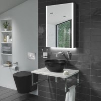 Verona Matt Black Rimless Wall Hung Toilet and Countertop Basin Suite with White Vanity Shelf Verona Matt Black Rimless Wall Hung Toilet and Countertop Basin Suite with White Vanity Shelf