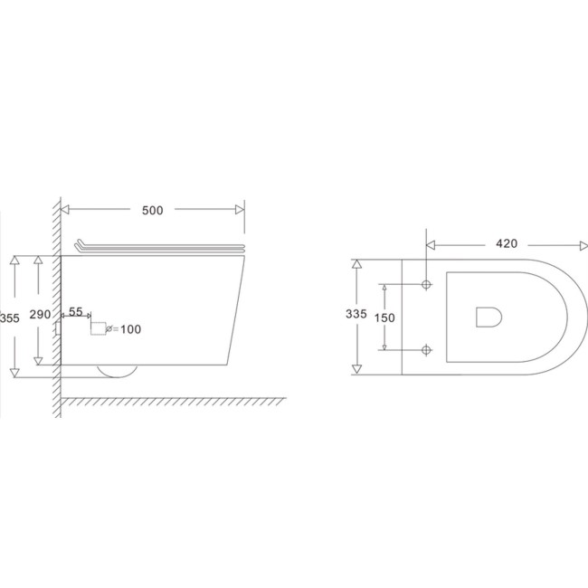 Wall Hung Toilet with Soft Close Seat Frame Cistern and Brass Flush - Alcor