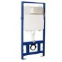 Wall Hung Toilet with Soft Close Seat Brushed Brass Pneumatic Flush Plate 1170mm Frame & Cistern - Alcor