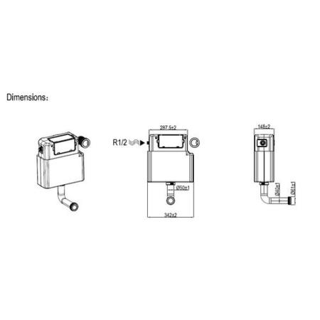 Tampa Back to Wall Toilet with Arissa Brushed Brass Pneumatic Push Button and Cistern
