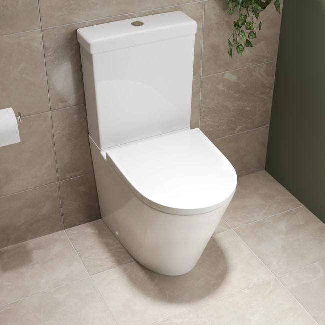 Grade A1 - Close Coupled Rimless Toilet with Soft Close Seat - Newport