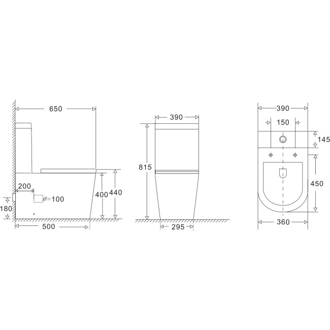 Grade A1 - Close Coupled Rimless Toilet with Soft Close Seat - Newport