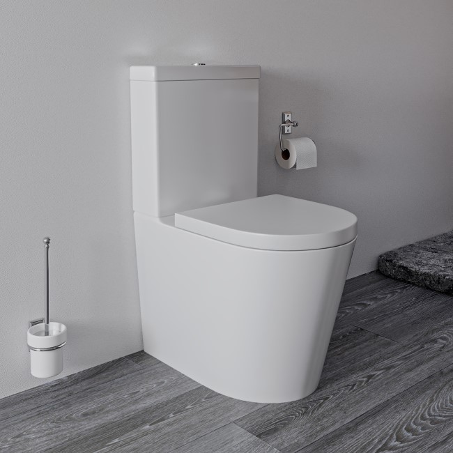 Grade A1 - Close Coupled Rimless Toilet with Soft Close Seat - Newport