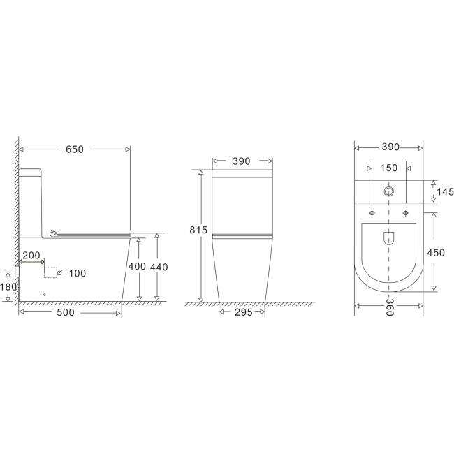 Close Coupled Rimless Toilet with Slim Soft Close Seat - Newport