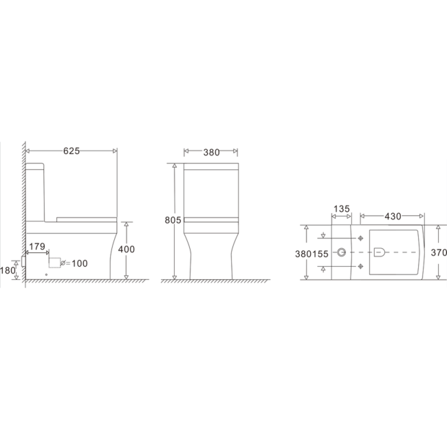 Rimless Close Coupled Toilet and Basin Suite - Ashford