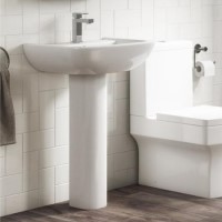 Grade A2 - Modern Pedestal Basin 605mm - Ashford Grade A2 - Modern Pedestal Basin 605mm - Ashford