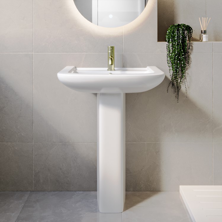 Modern Pedestal Basin 605mm - Ashford