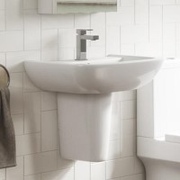 Grade A1 - Modern Semi Pedestal Basin 605mm - Ashford