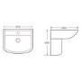 Grade A1 - Modern Semi Pedestal Basin 605mm - Ashford 