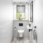 Cloakroom Suite with Right Hand Basin, Wall Hung Toilet & Soft Close Seat