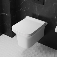 Wall Hung Rimless Toilet with Slim Soft Close Seat - Santiago Wall Hung Rimless Toilet with Slim Soft Close Seat - Santiago