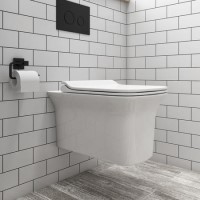 Grade A1 - Wall Hung Rimless Toilet with Slim Soft Close Seat - Santiago