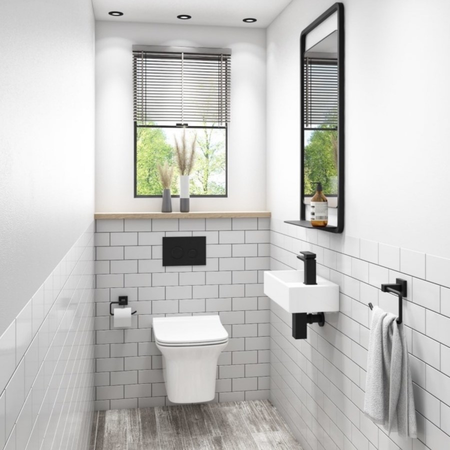 Grade A1 - Wall Hung Rimless Toilet with Slim Soft Close Seat - Santiago