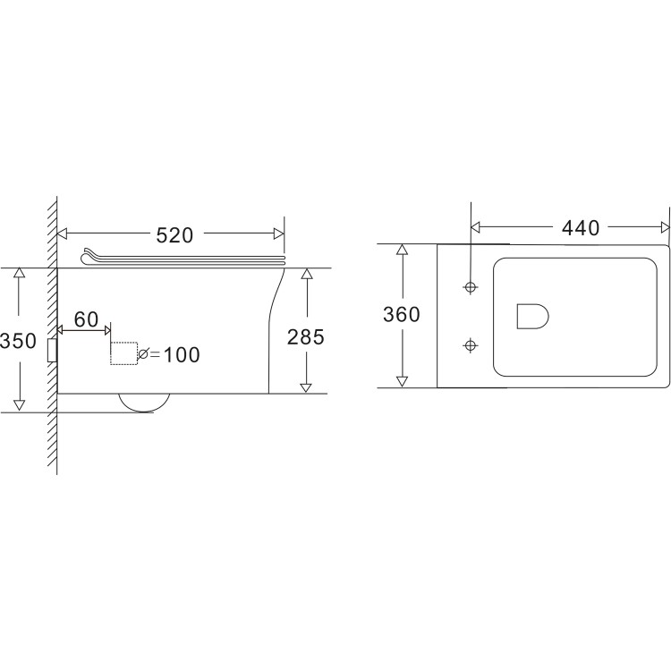 Wall Hung Rimless Toilet with Slim Soft Close Seat - Santiago