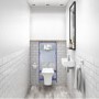 Grade A1 - Wall Hung Rimless Toilet with Soft Close Seat Frame Cistern and Chrome Flush - Santiago