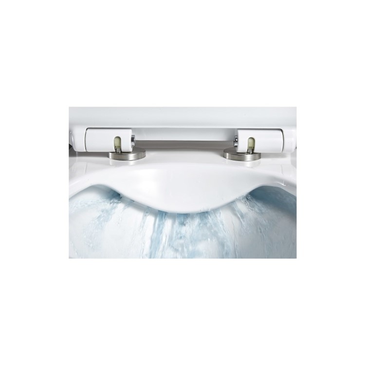 Grade A1 - Wall Hung Rimless Toilet with Soft Close Seat Frame Cistern and Chrome Flush - Santiago