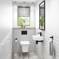 Cloakroom Suite with Basin, Wall Hung Rimless Toilet & Soft Close Seat