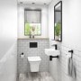 Cloakroom Suite with Basin, Wall Hung Rimless Toilet & Soft Close Seat