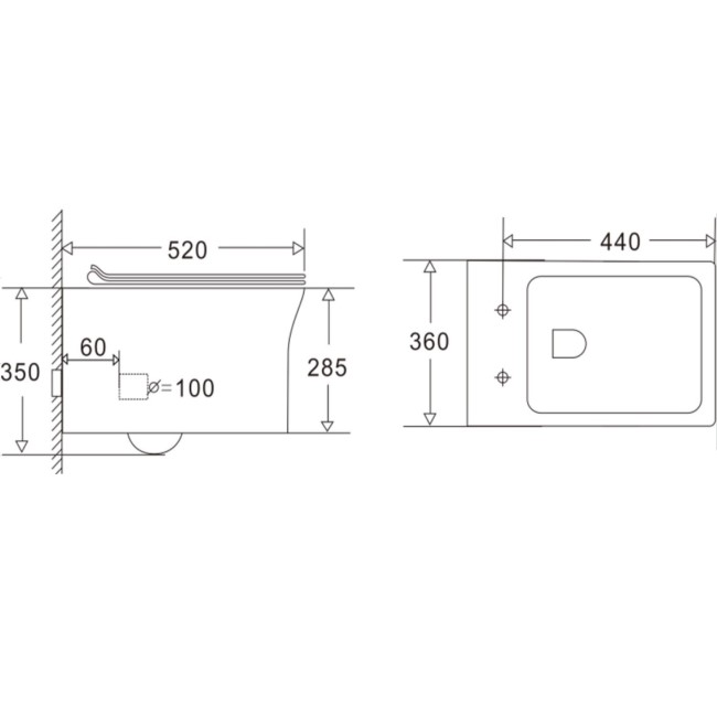 Santiago Wall Hung WC, Soft Close Seat, 820 Frame and Chrome flush plate