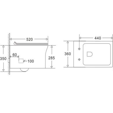 Santiago Wall Hung WC, Soft Close Seat, 820 Frame and Matt Black flush plate