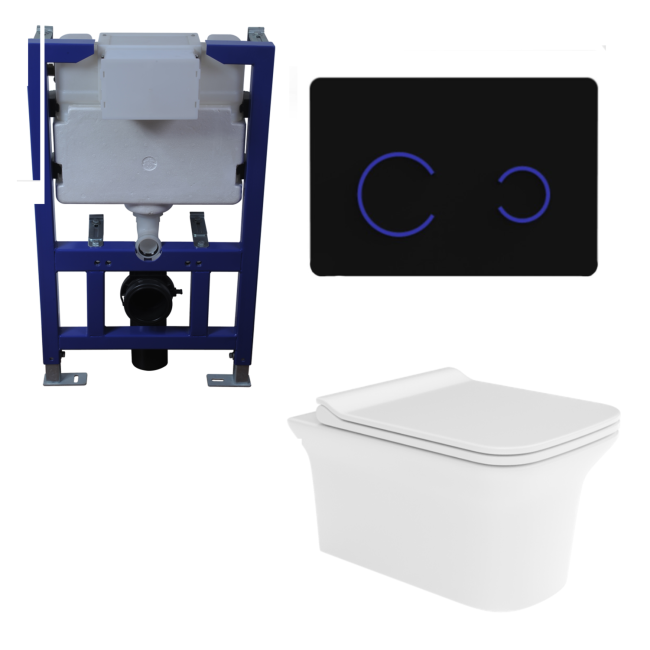 Wall Hung Rimless Toilet with Slim Soft Close Seat - Santiago