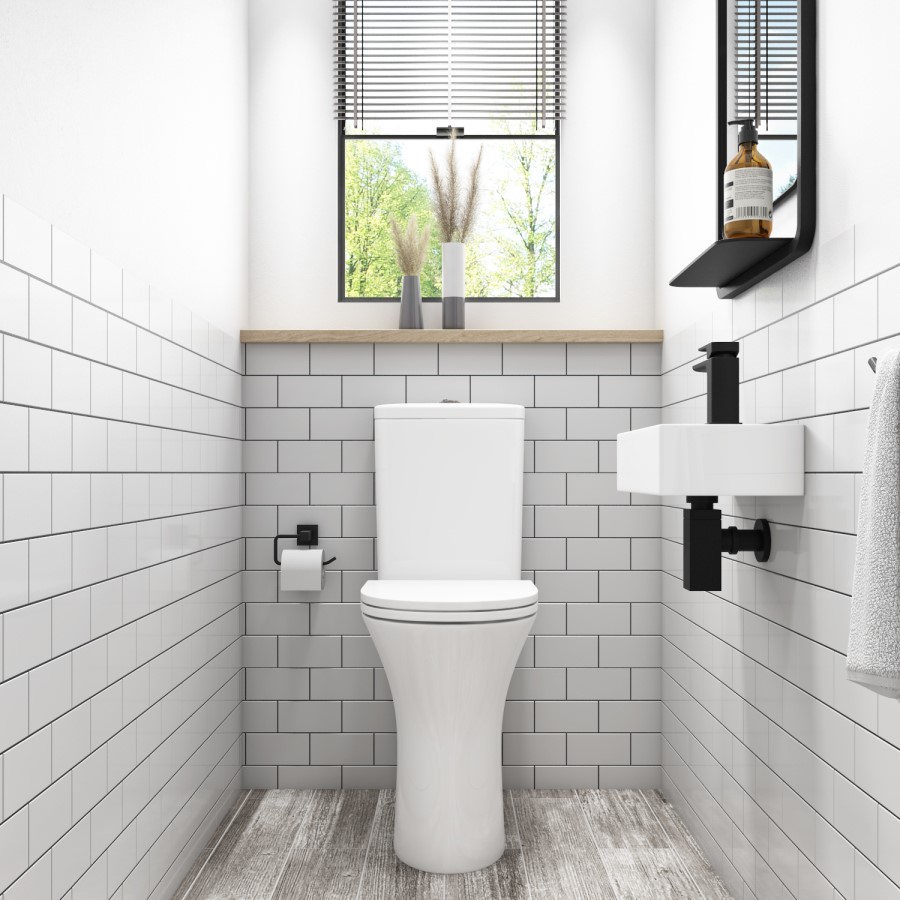 Grade A1- Close Coupled Rimless Comfort Height Toilet with Soft Close Slim Seat - Indiana