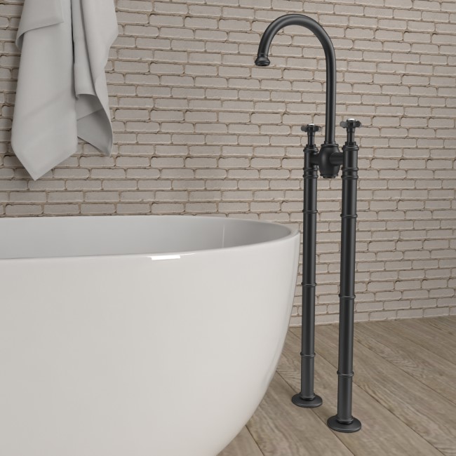 Black Freestanding Bath Mixer Tap - Camden