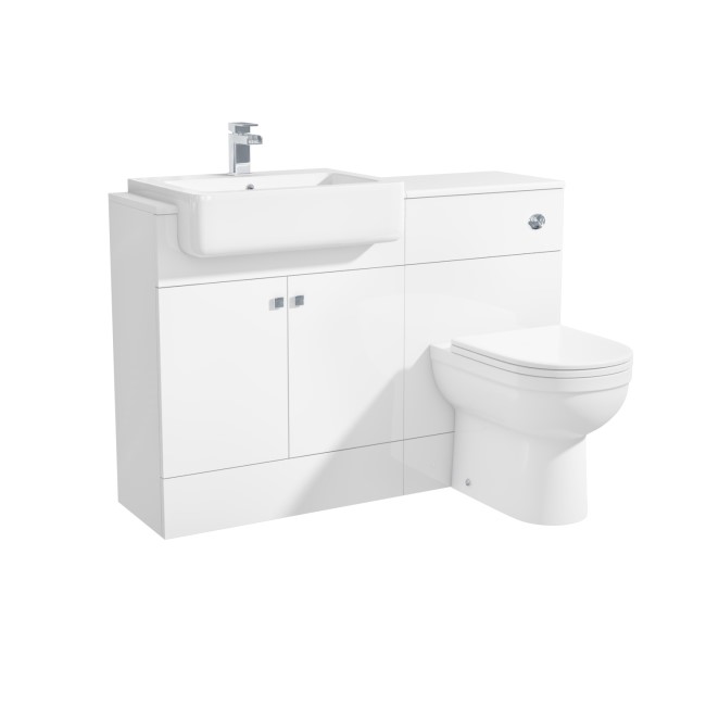 1200mm White Toilet and Sink Unit with Round Toilet - Harper