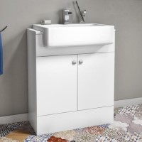 Grade A1 - 670mm White Freestanding Vanity Unit with Basin - Harper