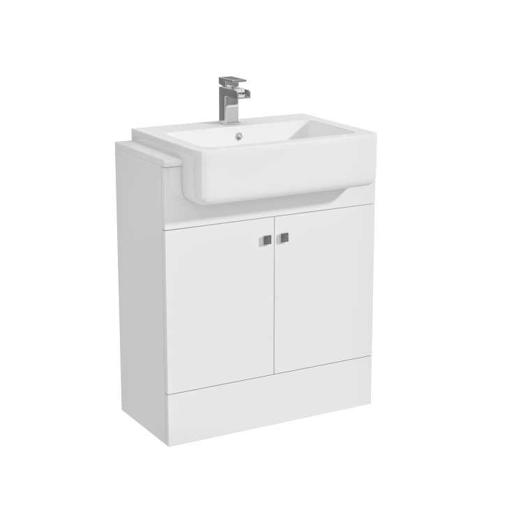 Grade A1 - 670mm White Freestanding Vanity Unit with Basin - Harper