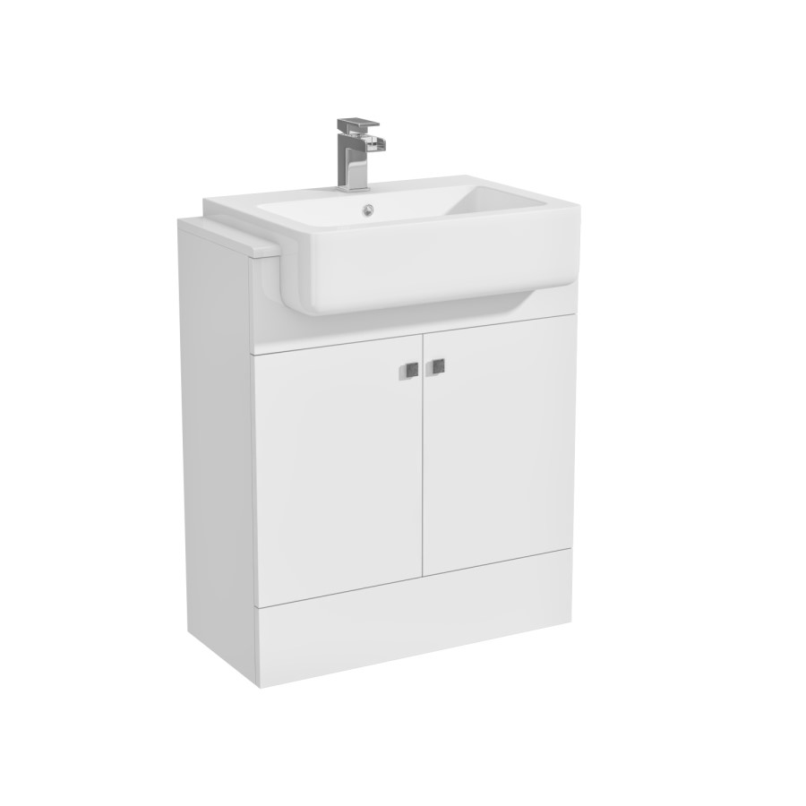 670mm White Freestanding Vanity Unit with Basin - Harper