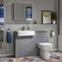 Grade A1 - 1200mm Grey Toilet and Sink Unit with Round Toilet - Harper
