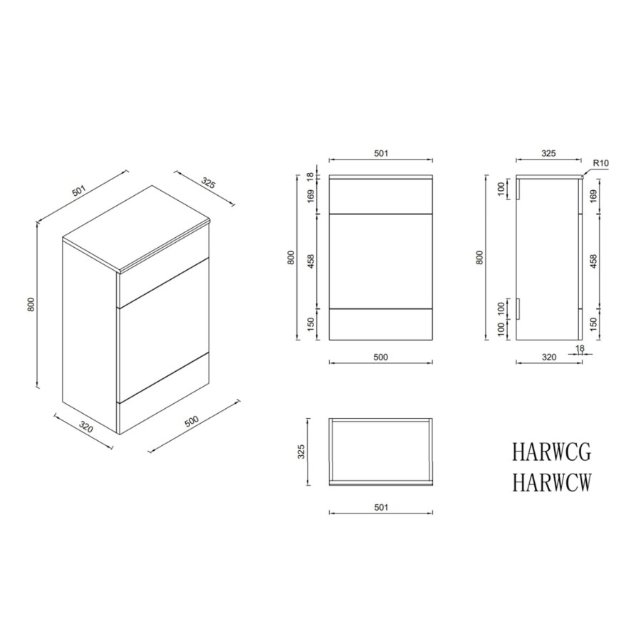 1200mm Grey Toilet and Sink Unit with Square Toilet - Harper