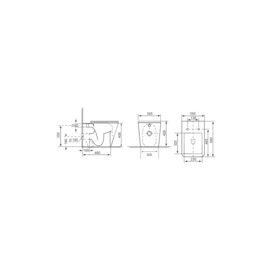 1200mm Grey Toilet and Sink Unit with Square Toilet - Harper