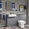 1500mm Grey Toilet and Sink Unit with Storage Unit and Square Toilet - Harper