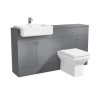 1500mm Grey Toilet and Sink Unit with Storage Unit and Square Toilet - Harper