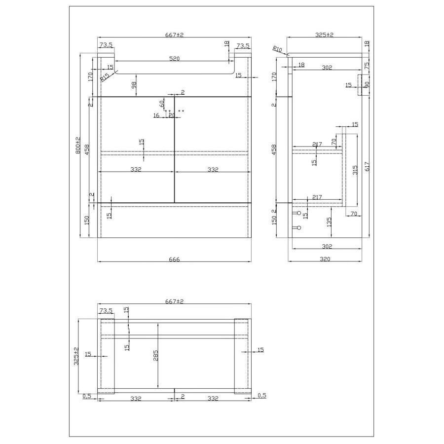 670mm White Freestanding Vanity Unit with Basin - Harper