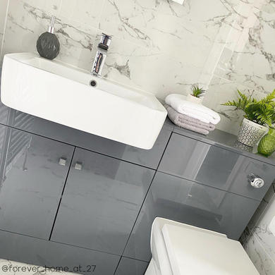 Grade A1 - 1200mm Grey Toilet and Sink Unit with Round Toilet - Harper