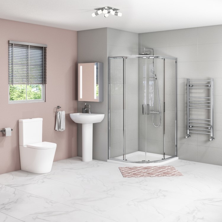 Carina 900x900mm Quadrant Enclosure with Newport Toilet and Basin Suite