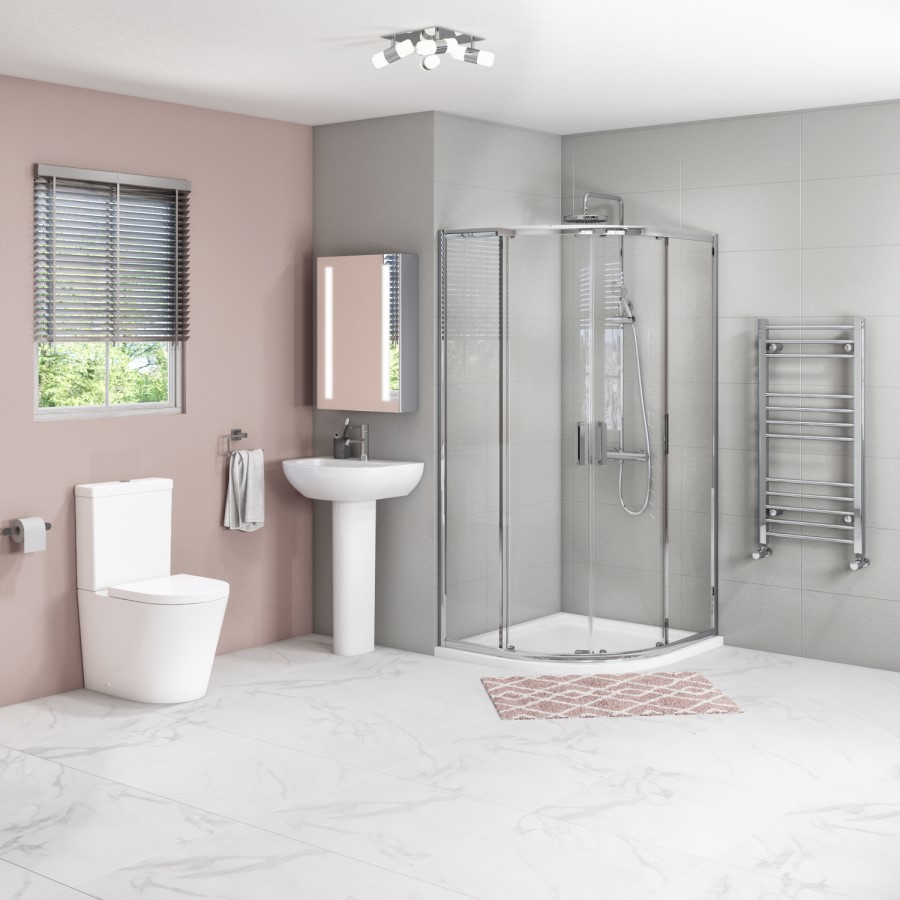 Juno 1000x1000mm Quadrant Enclosure with Newport Toilet and Basin Suite