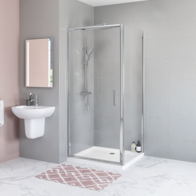 900 x 800mm Rectangular Hinged Shower Enclosure with Tray - Juno