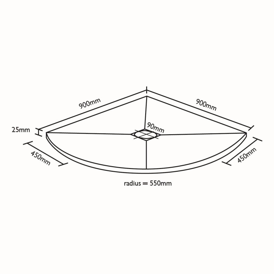 GRADE A1 - Quadrant Ultra Low Profile Shower Tray 900 x 900mm - Silhouette 