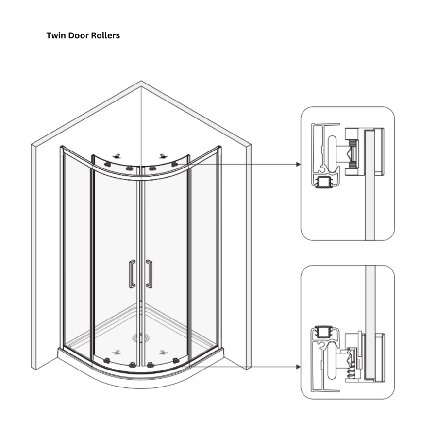 900mm Black Quadrant Shower Enclosure with Shower Tray- Pavo