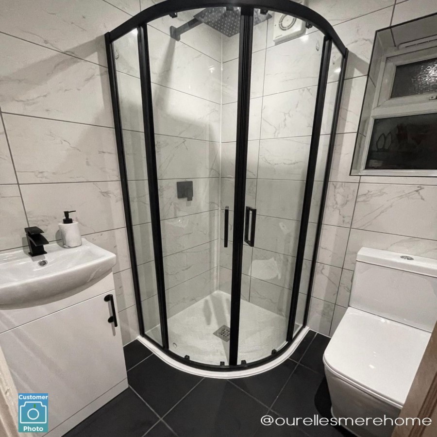 Grade A1 - Black 8mm Glass Quadrant Shower Enclosure 800mm  - Pavo